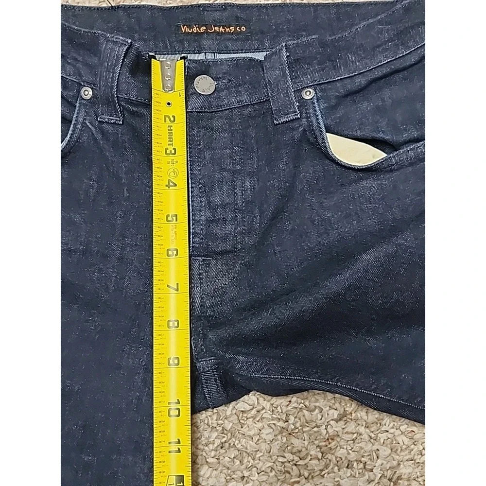 Nudie Jean Co 33x34 Mens GRIM TIM Dry Navy Drips Jeans 30x28.5‎ Actual Italy